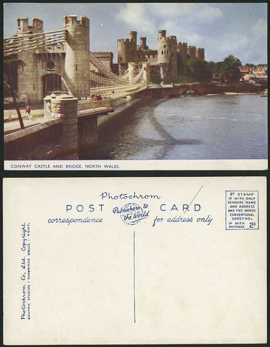 Artist Drawn Old Colour Postcard - CONWAY CASTLE Bridge