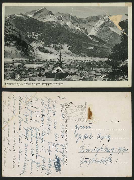 Germany Old Postcard ZUGSPITZE Zugspitzmassiv Mountains