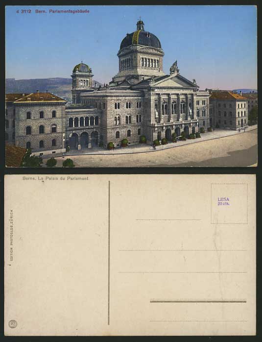Switzerland Old Color Postcard BERN Parliament Building