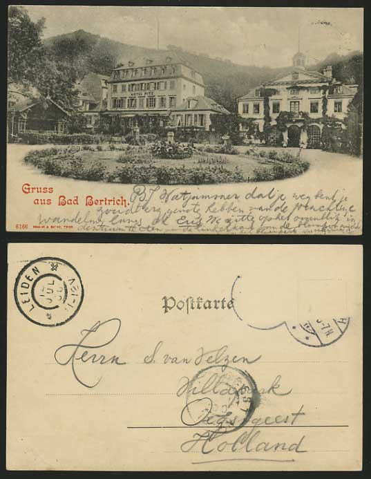 Gruss aus BAD BERTRICH Germany 1900 Postcard Hotel Pitz