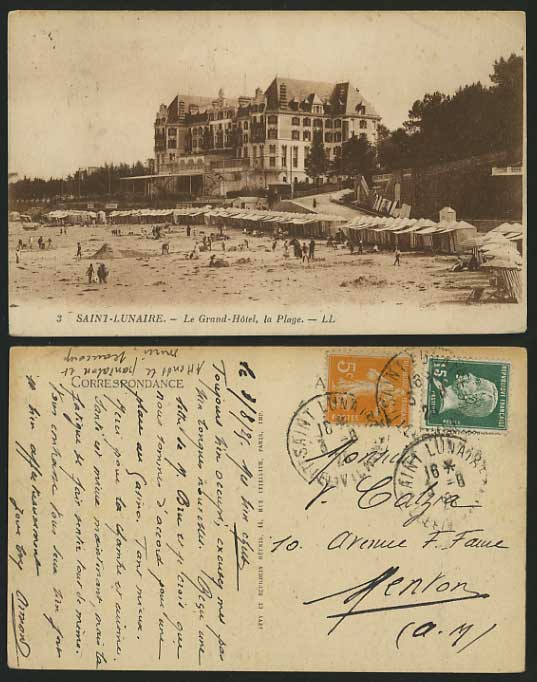 Bretagne 1926 Old LL Postcard SAINT-LUNAIRE Grand Hotel
