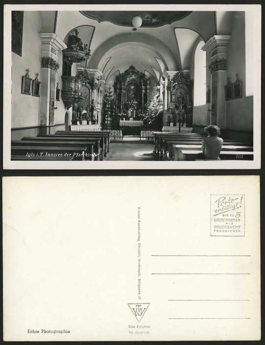 Innsbruck Old Postcard IGLS Church Interior Pfarrkirche