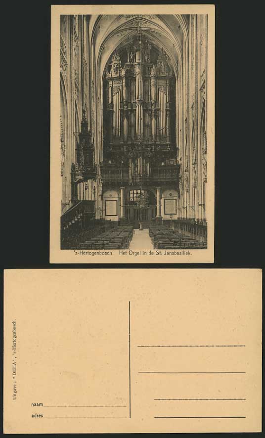 Netherlands S-HERTOGENBOSCH Old Postcard St. Jansbasiliek Pipe Organ Organs
