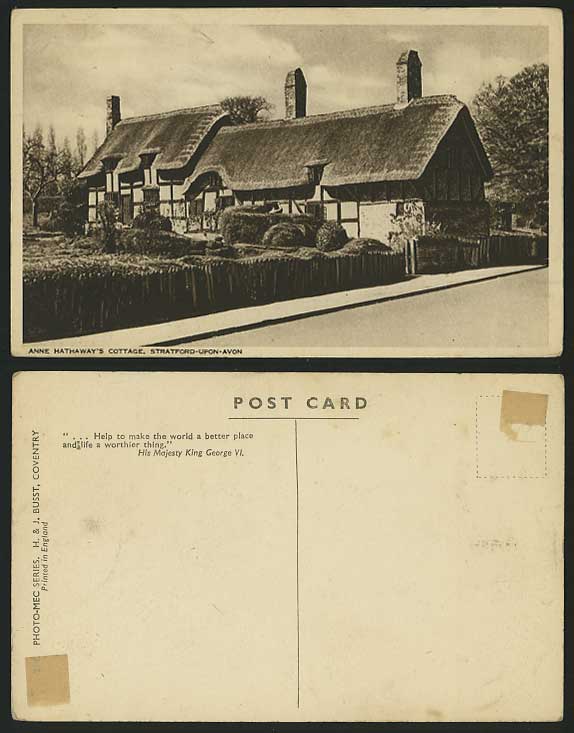 England Shottery Old Postcard - ANNE HATHAWAY's Cottage