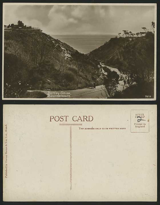 Dorset Bournemouth Old Postcard DURLEY CHINE Cliffs Rd.