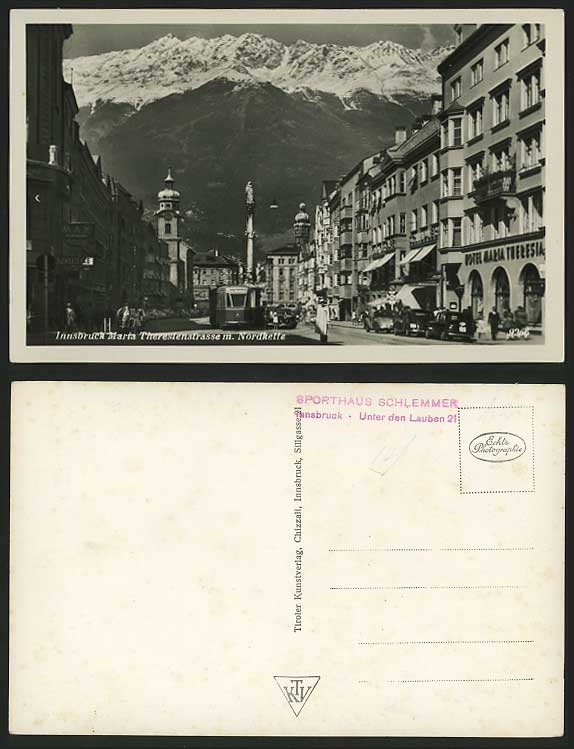 Innsbruck Old Postcard MARIA THERESIENSTRASSE Cars TRAM