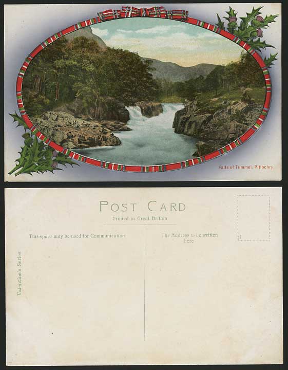 Perthshire Old Color Postcard PITLOCHRY Falls of Tummel