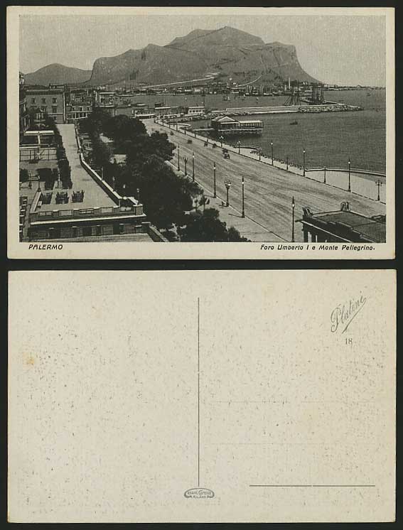 Italy Old B/W Postcard PALERMO Monte Pellegrino Harbour