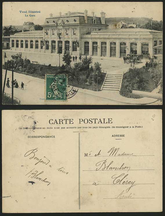 France 1910 Old Postcard TOUL La Gare - Railway Station