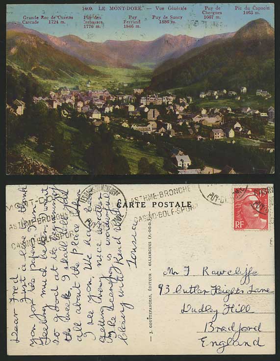 France 1950 Old Colour Postcard MONT-DORE General View