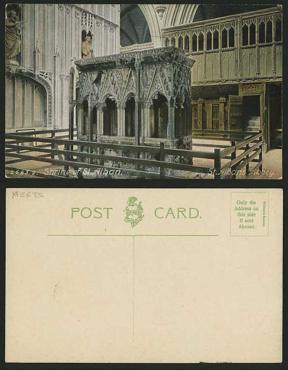 Hertfordshire Old Postcard - Shrine of ST. ALBANS ABBEY