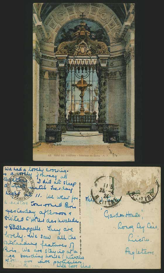 France 1924 Old Colour Postcard HOTEL DES INVALIDES Dom