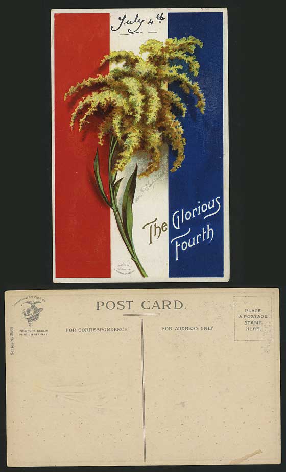 THE GLORIOUS FOURTH 4th July FLAG Old Embossed Postcard