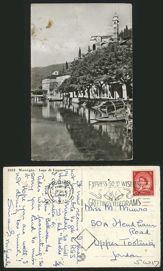 FISHING 1960 Postcard LAKE LUGANO Lago di Lugano Boats