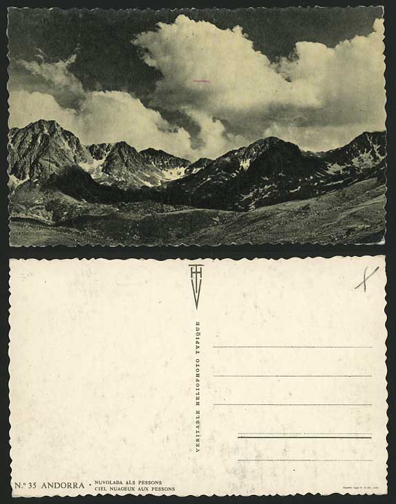 ANDORRA Old Vintage B/W Postcard - Nuvolada als Pessons