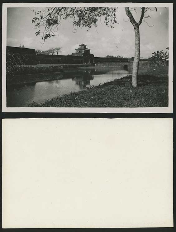 Indochina Old RP Postcard City Walls Gate River Bridge