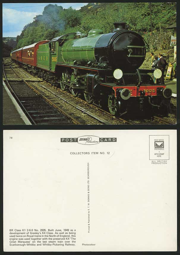 LOCOMOTIVE TRAIN 1949 Postcard BR Class K1 2-6-0 N.2005