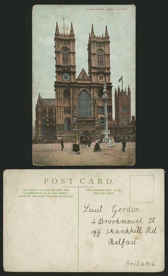 London Old Hand Tinted Color Postcard WESTMINSTER ABBEY