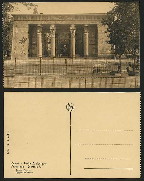 LLAMA - Belgium Old Postcard - ANTWERP Egyptian Temple