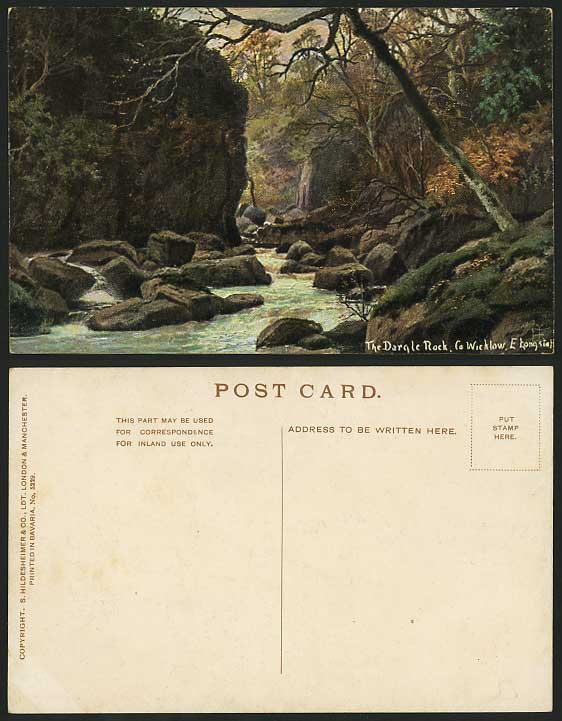 IRELAND Wicklow E. Longstaffe Old Postcard DARGLE ROCK