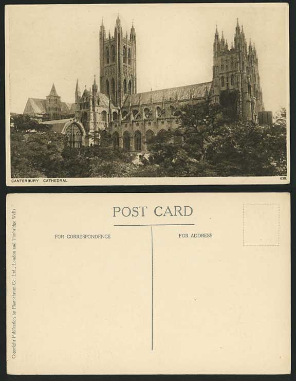 Kent Old Photochrom B/W Postcard - CANTERBURY CATHEDRAL