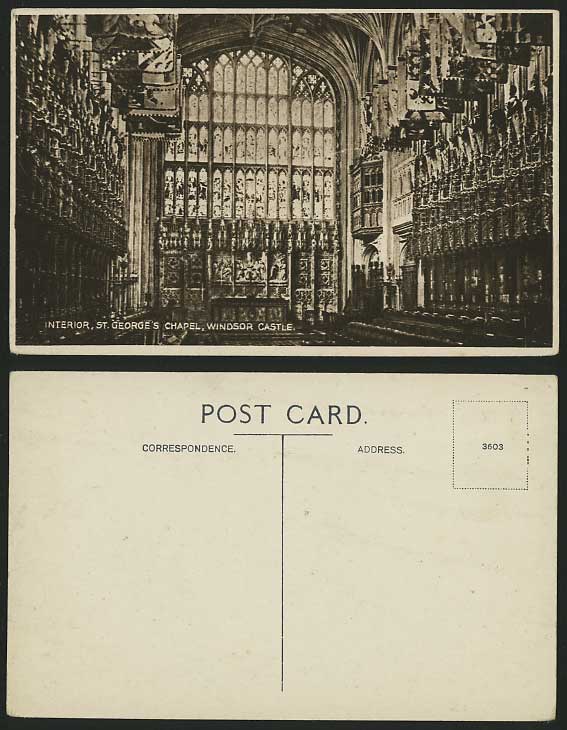 WINDSOR CASTLE Old Postcard St George's Chapel Interior
