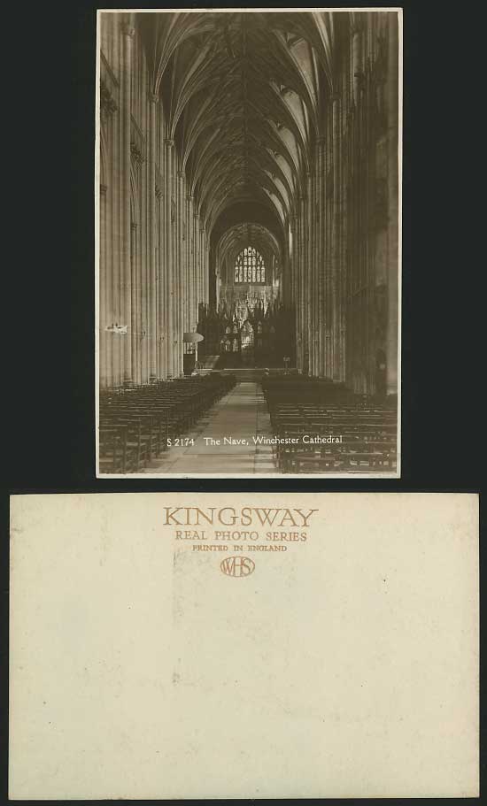 Hampshire Old Photo Postcard WINCHESTER CATHEDRAL Nave
