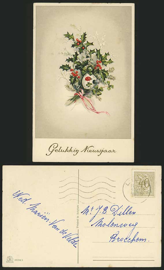 LADYBIRD / Ladybug FLOWERS 1958 Old Greetings Postcard