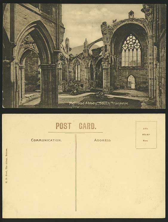 MELROSE ABBEY - South Transept - Old Postcard Scotland