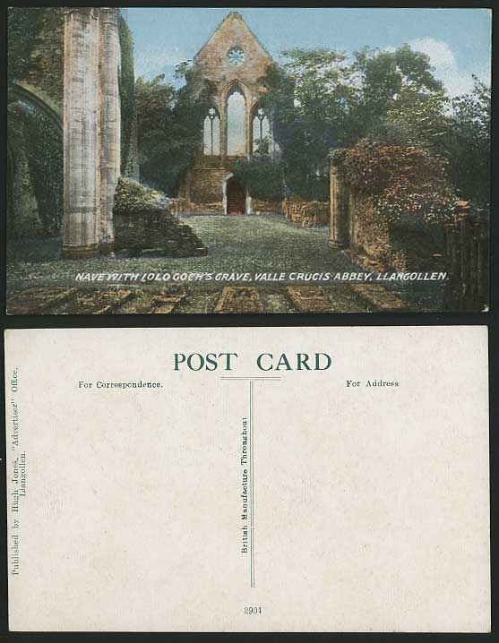Llangollen Old Colour Postcard Ruins VALLE CRUCIS ABBEY
