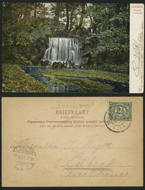Netherlands 1904 Old Postcard SONSBEEK Groote Waterfall