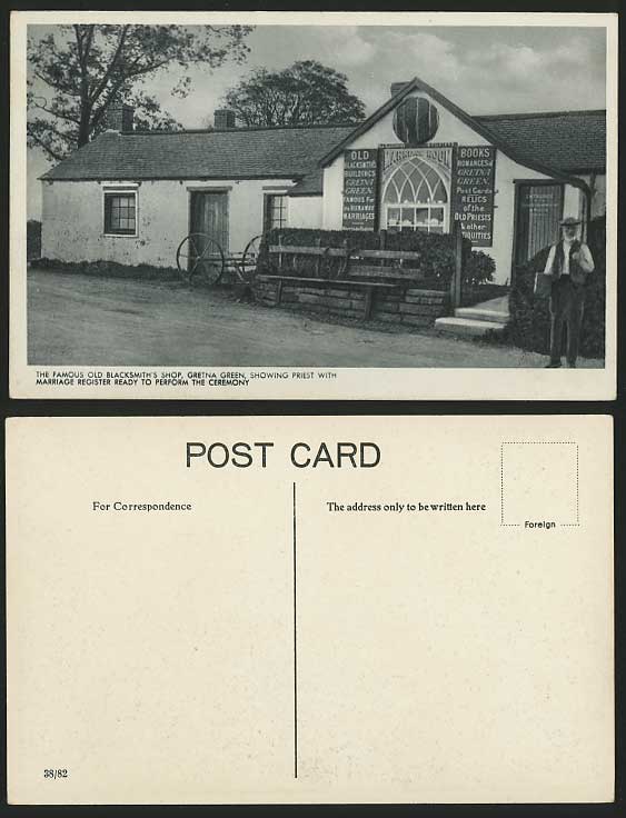 A Priest GRETNA GREEN Old Blacksmith Shop Old Postcard