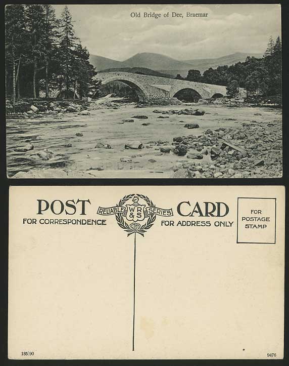 Aberdeenshire Old Postcard - BRAEMAR Old Bridge of Dee