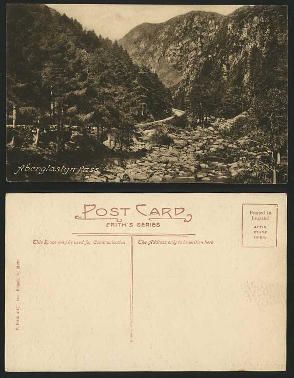 Wales Old Frith's Postcard ABERGLASLYN PASS River Trees