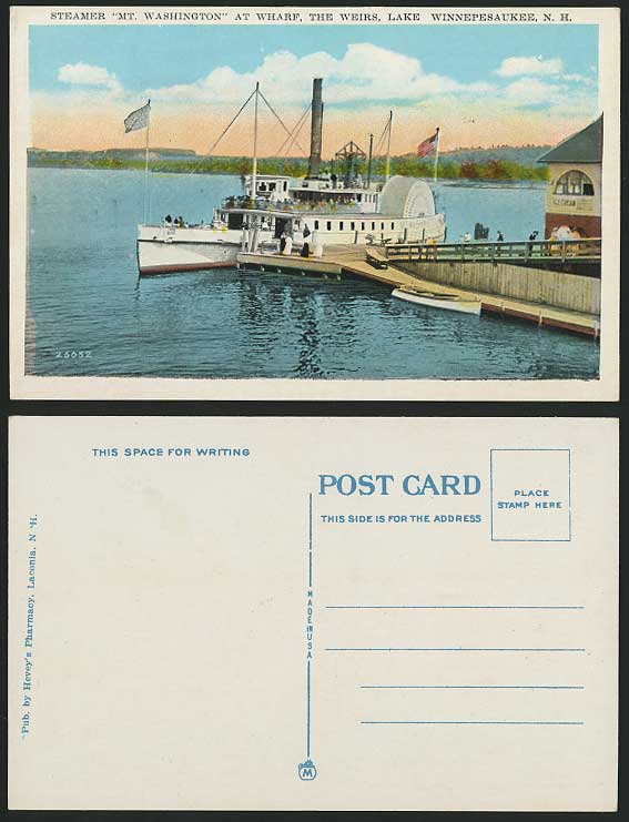PADDLE STEAMER Mt. Washington Wharf WEIRS Old Postcard