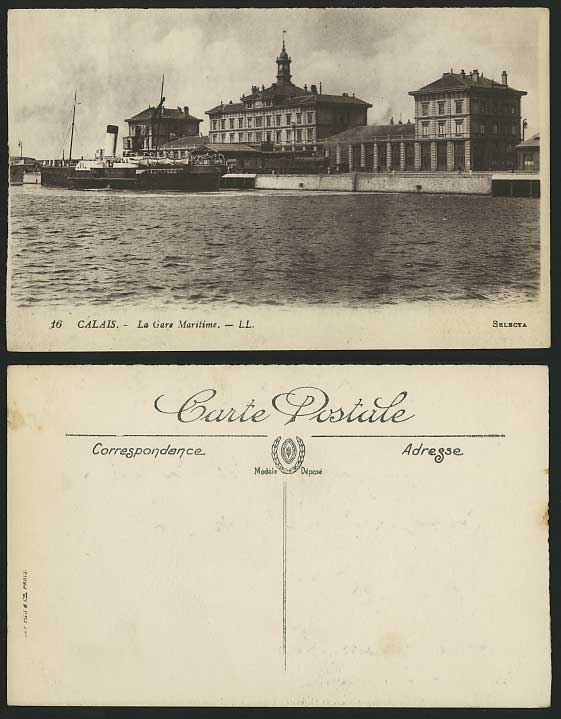 Locomotive Train at  Gare Maritime Old Postcard CALAIS