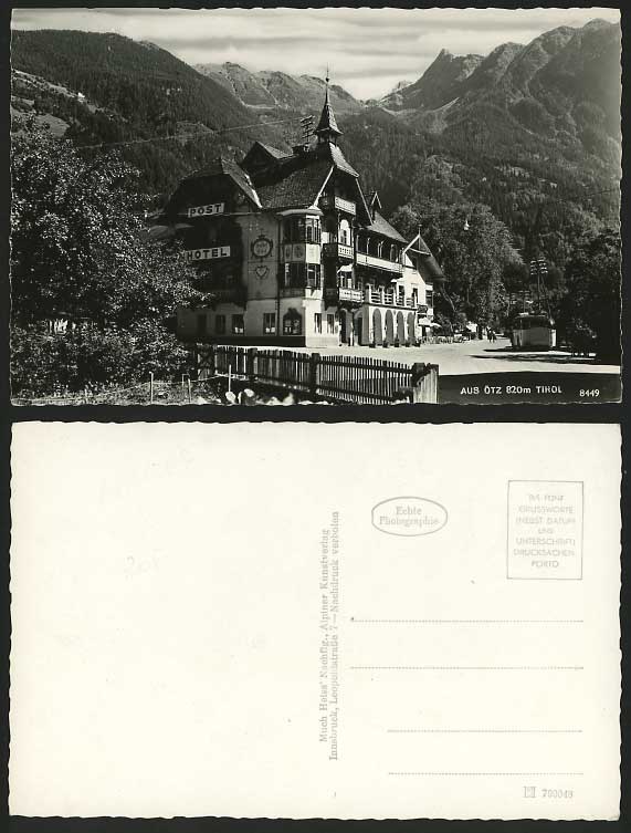 Austria Old RP Postcard TYROL STATE Aus Otz Post Hotel