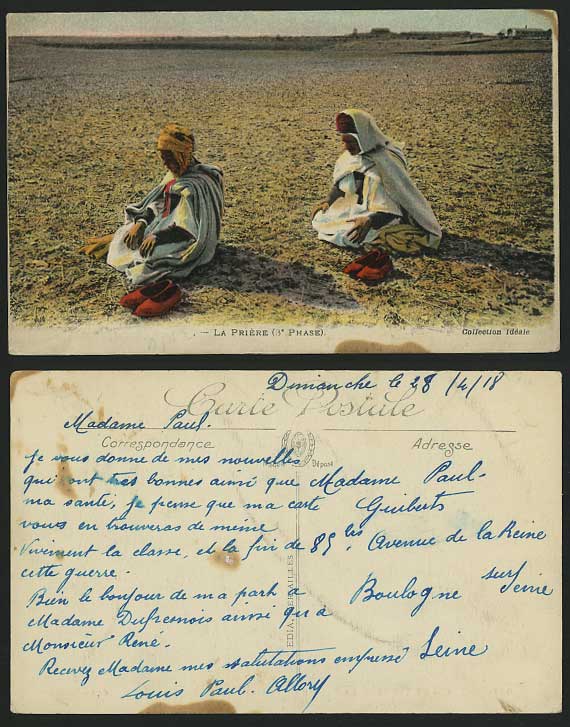 ETHNIC 1918 Postcard BEDOUINS Prayers Priere - 3e Phase