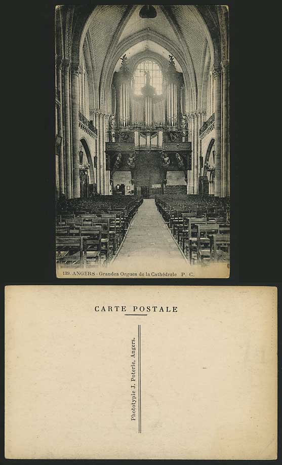 France Old Postcard ANGERS Cathedral Music Pipe Organs