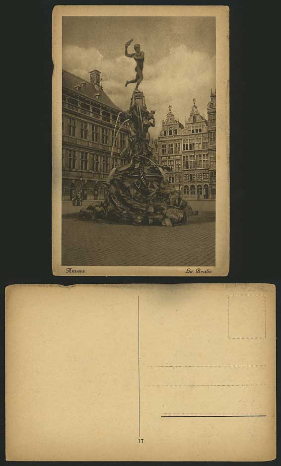 Belgium Old Postcard ANTWERP Le Brabo. Fountain Statue