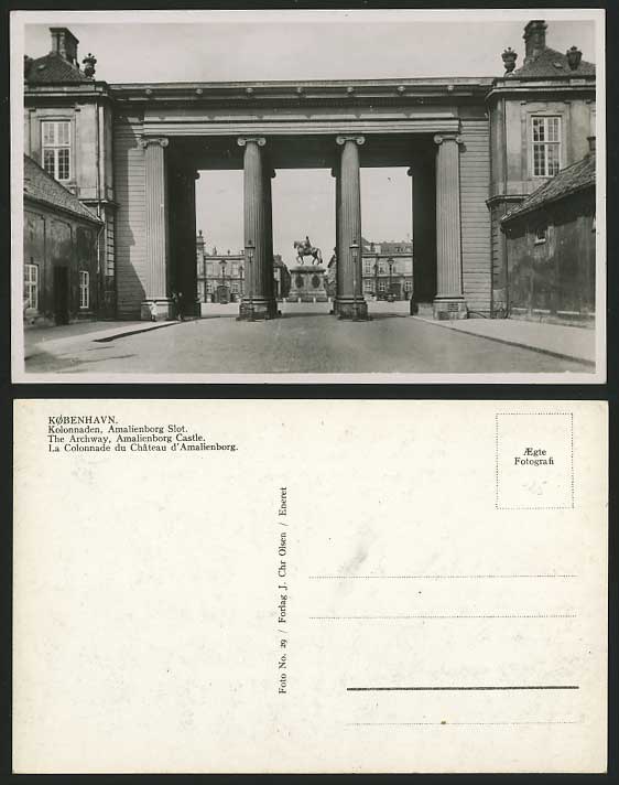 COPENHAGEN Old R.P. Postcard Archway Amalienborg Castle