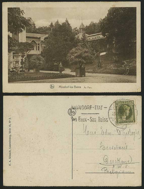 Luxembourg 1929 Old Postcard MONDORF-LES-BAINS Au Parc