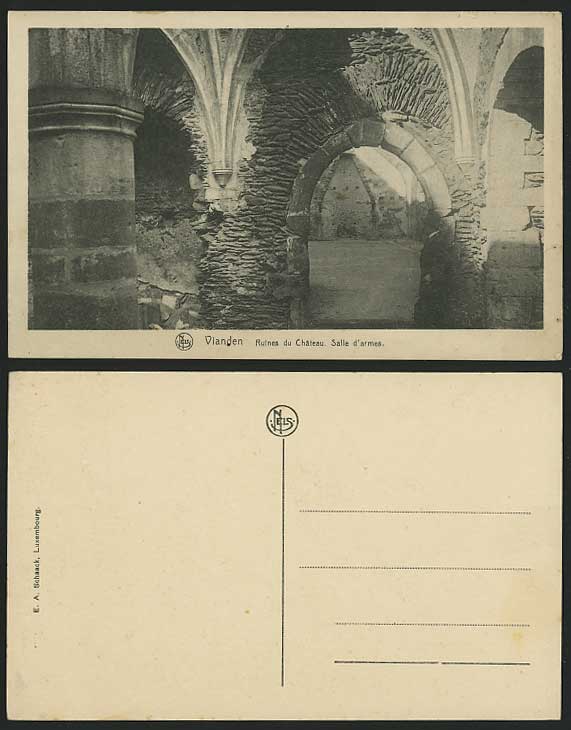 Luxembourg Old Postcard VIANDEN Chateau Room of Weapons