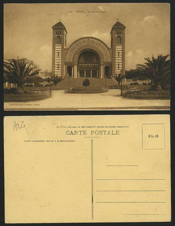 Algeria Old Postcard ORAN Le Sacre-Coeur Building Trees