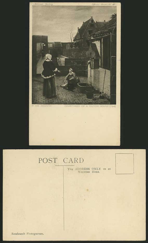 PIETER DE HOOCH Courtyard of a Dutch House Old Postcard