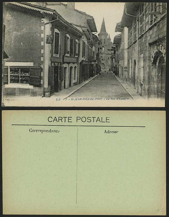 SAINT-JEAN-PIED-DE-PORT Old Postcard Street Rue Espagne