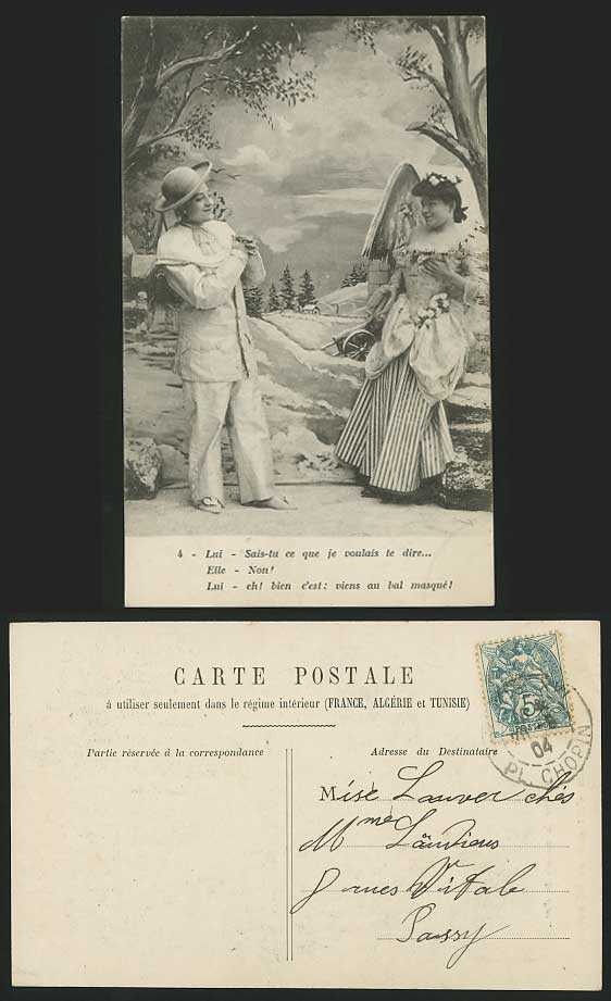 Come to MASK BALL 1904 Old Postcard Viens Au Bal Masque