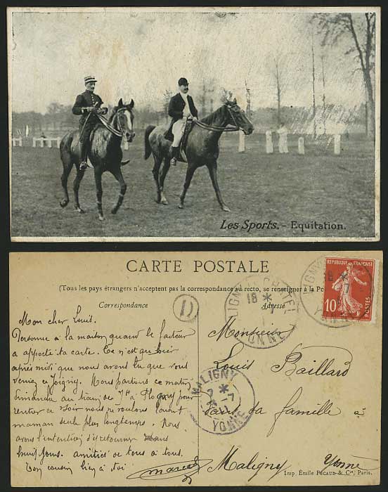 Equestrianism Equitation SPORT HORSE RIDER Old Postcard