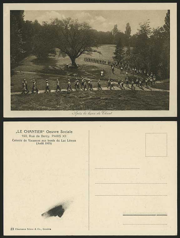 BOY SCOUTS - After Music Lesson 1915 Postcard Lac Leman