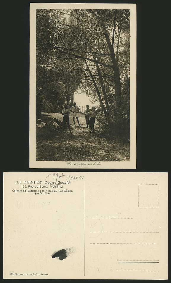 BOY SCOUTS Le Chantier 1915 Old Postcard Boys Scouting